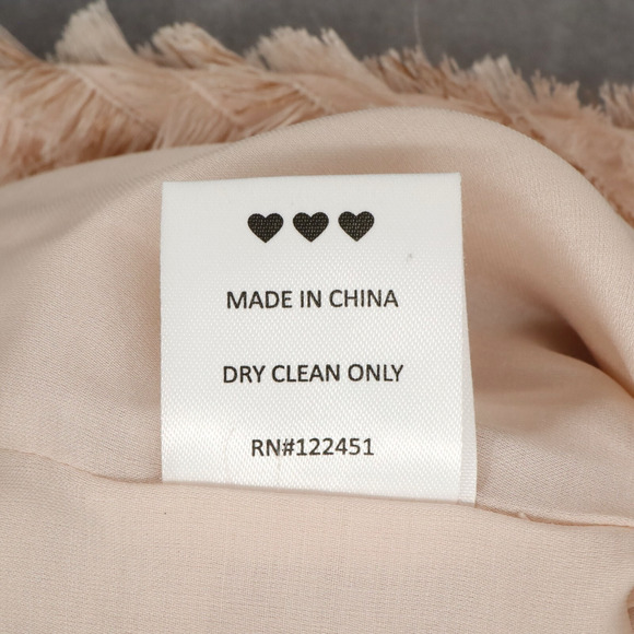 Erin Fetherston Dress Womens 10 Peach Chiffon Fringe Trim Skirt Side Zip New - Picture 16 of 16